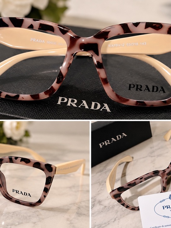 Prada Accessories - PRADA Pink Tortoiseshell and Beige Women's Optical Frames